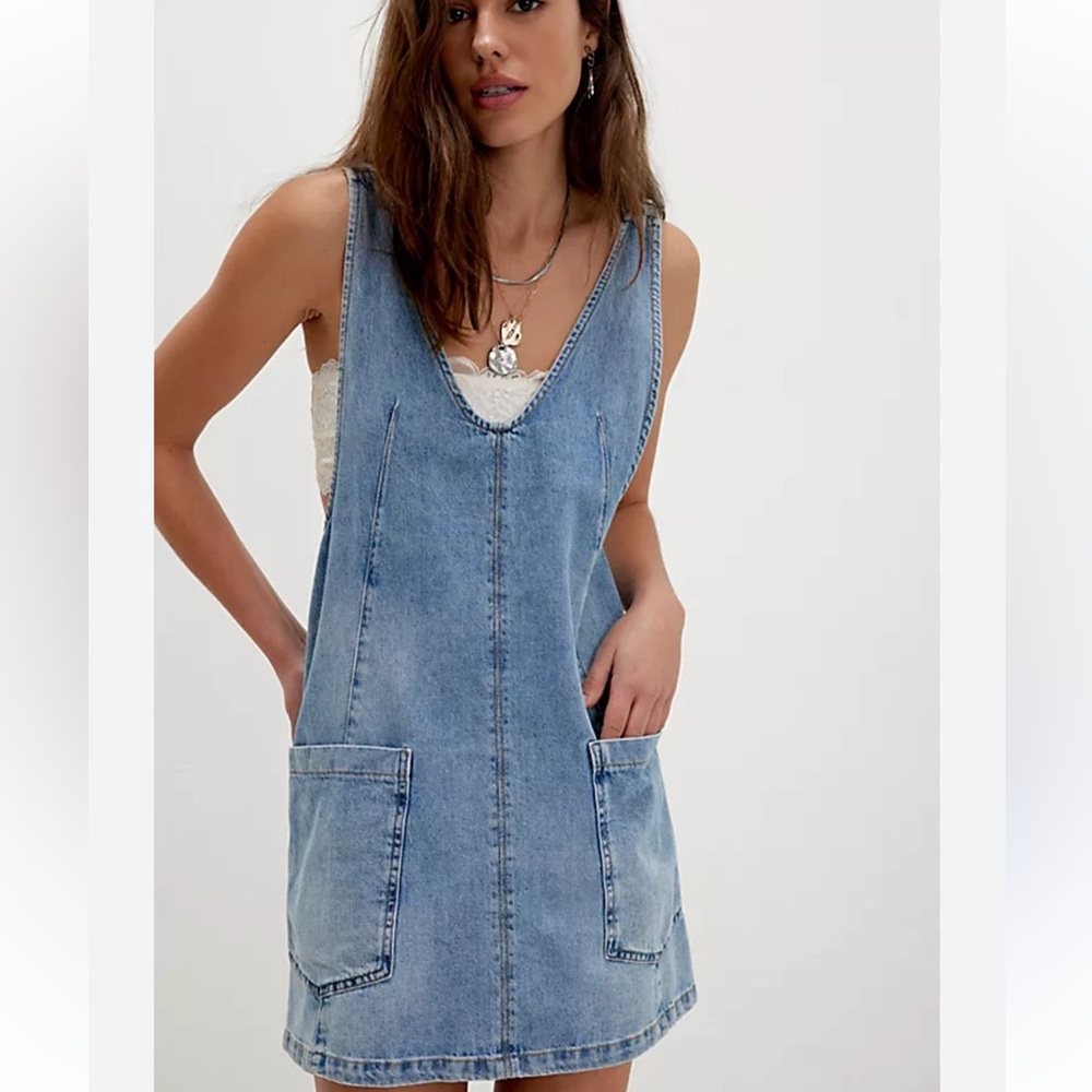 Free People Blue Denim Mini Dress